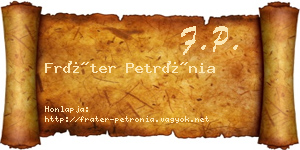 Fráter Petrónia névjegykártya